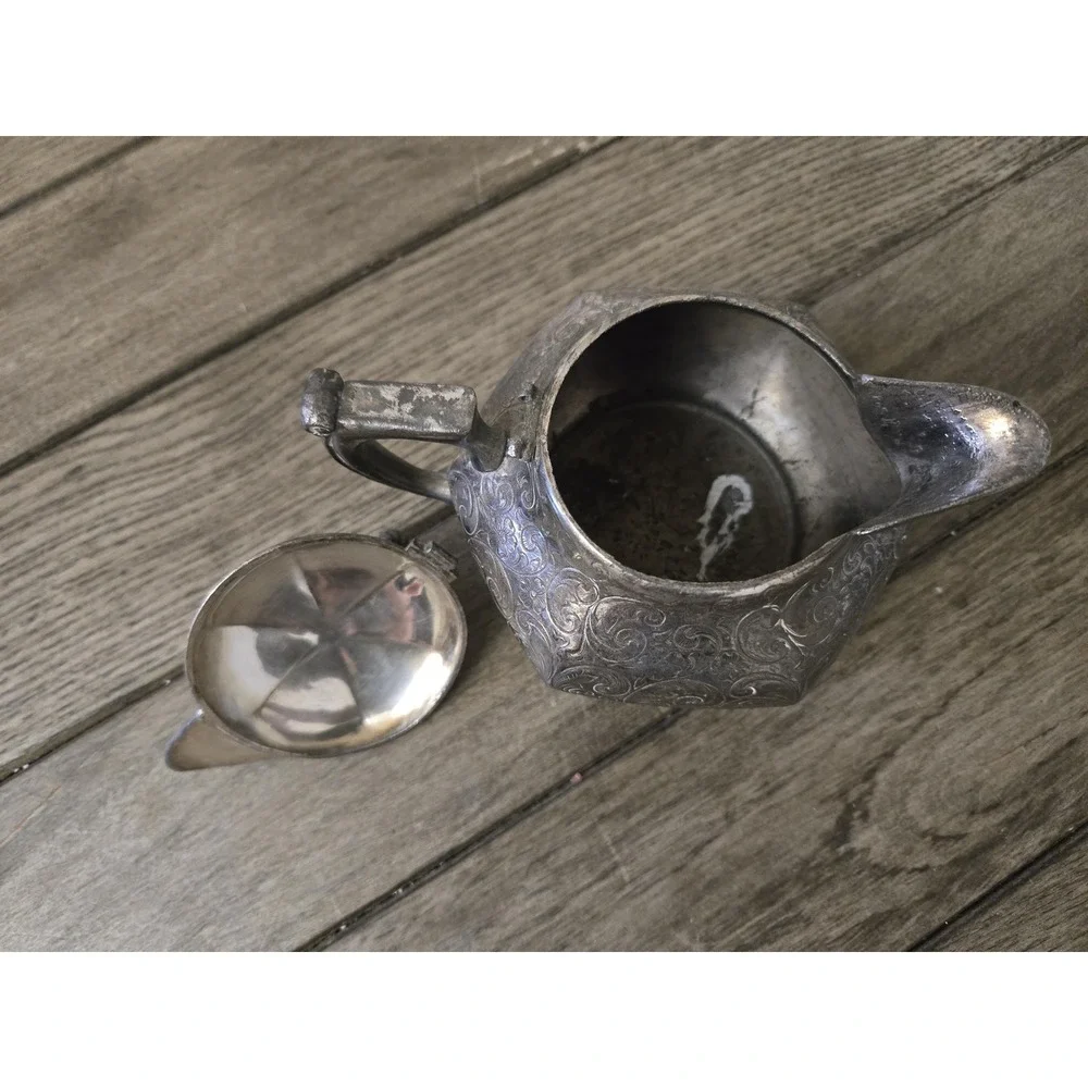 Antique Forbes Silver Co Quadruple Embossed Creamer With Lid #235 Victorian